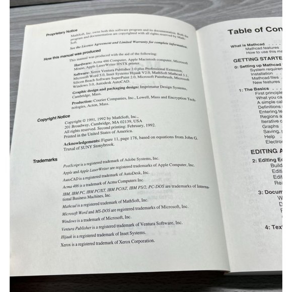 Mathcad 3.1 Users Guide Windows Version 1992 Mathsoft - Picture 2 of 9